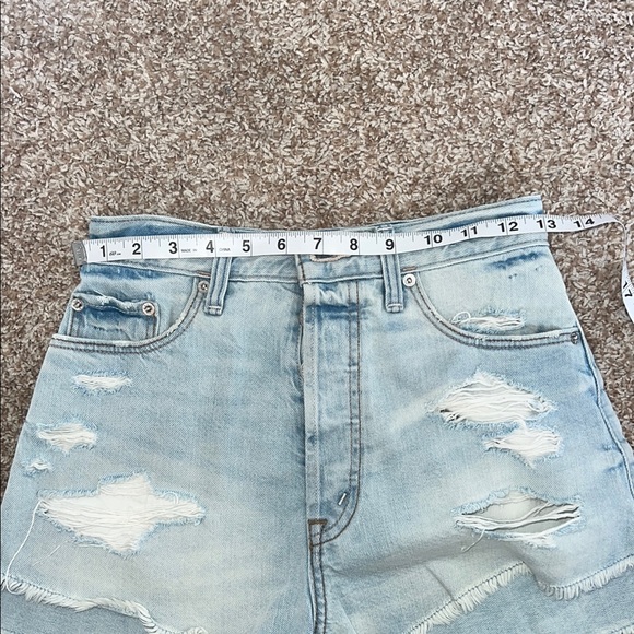 Abercrombie‎ & Fitch Blue Jean Shorts Distressed High-Waisted Size 24 - Picture 7 of 10